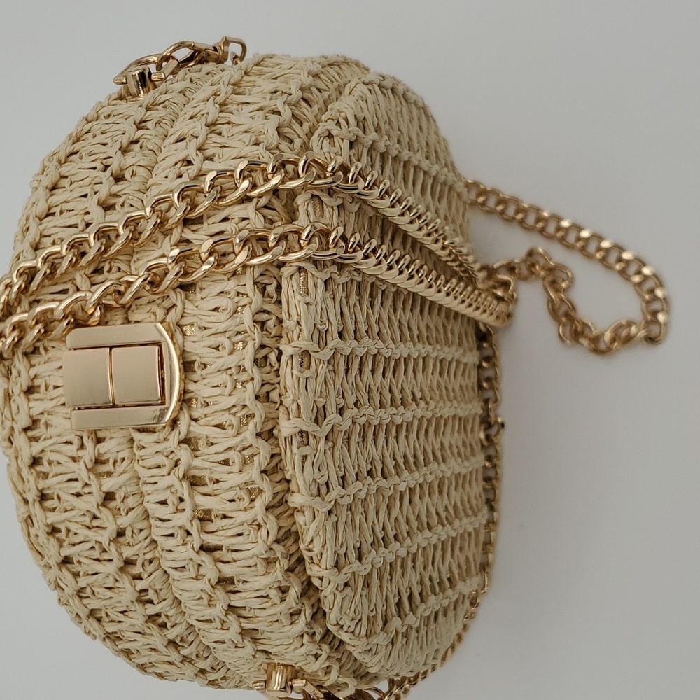 New Circular Woven boho Crossbody Bag gold hardware Hot - Picture 8 of 8